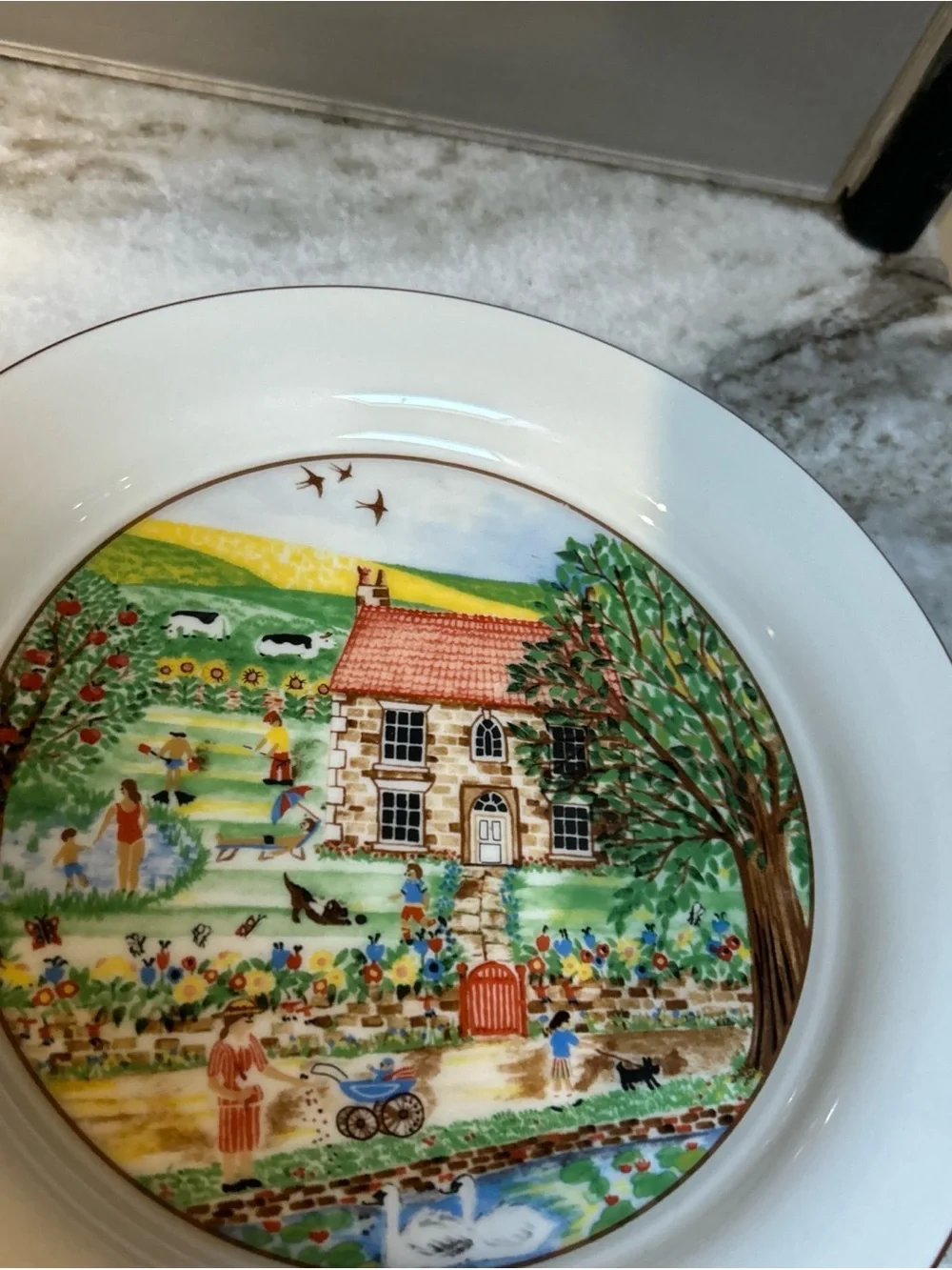 Lenox Winter Scenic Chinastone  Plates Set Of 4 Village microwave safe 8 “ each